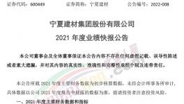 宁夏建材业绩快报：2021年净利同比下降16.96%！